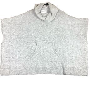 Olive & Oak Womens Sweater Heathered Gray Mock Sleeveless Shawl Stretch XS/S